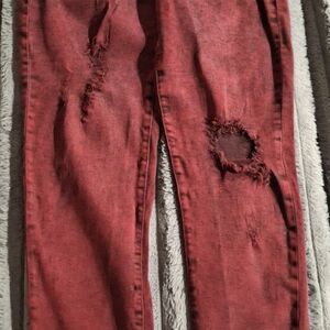 Guess Red Distressed Skinny Jeans